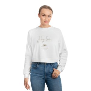 Hey Love Women's Cropped Fleece Pullover - White