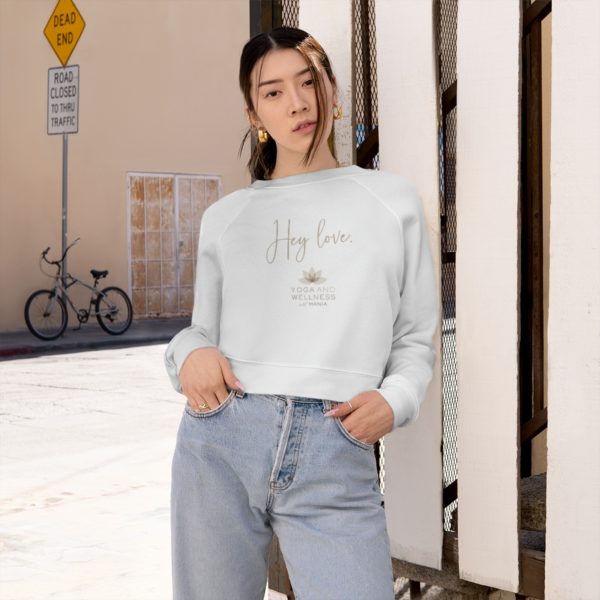 Hey Love Women's Cropped Fleece Pullover - White - Image 3